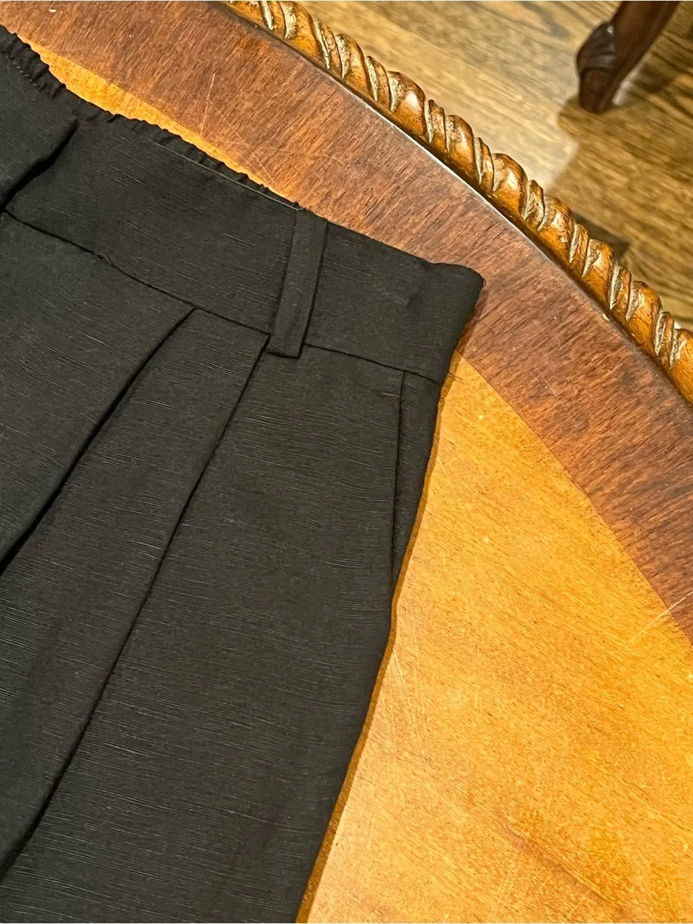 NWT H&M Women’s Linen Blend Pleated Wide Leg Trousers Black US 2 High Waisted